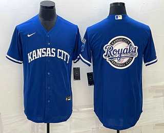 Men%27s Kansas City Royals Big Logo Blue 2022 City Connect Cool Base Stitched Jerseys